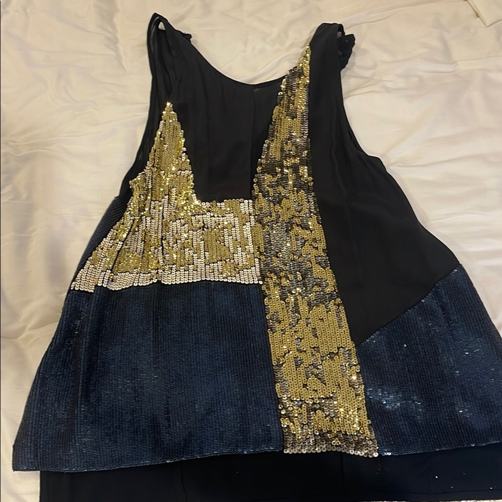 Wilfred Black Gold Sequin Tank Top
